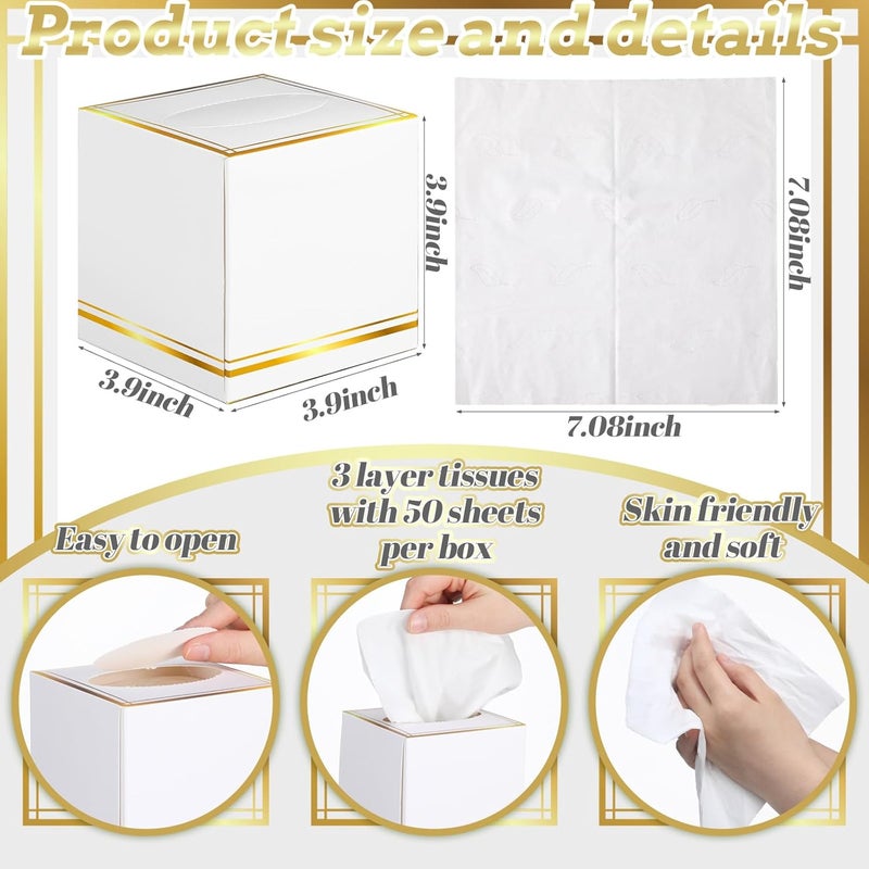 Fourluoo 12 Pack Facial Tissues Cube Boxes Face Box 600 Sheets 3 ply Soft Paper Square Tissues Bulk for Car Pocket Toilet Household Bedroom Family(White) - Image 3